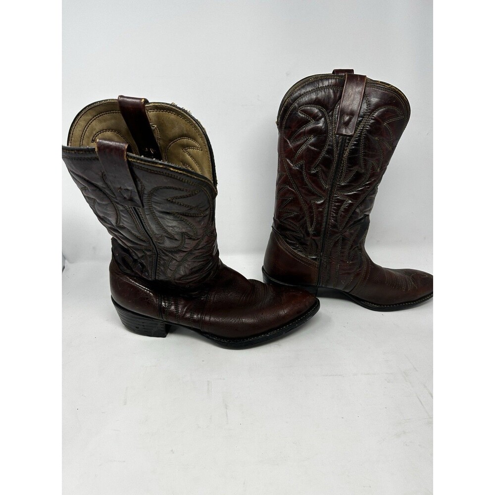 Vintage Western Cowboy Boots Brown Leather Men's Size 10 D Made in USA